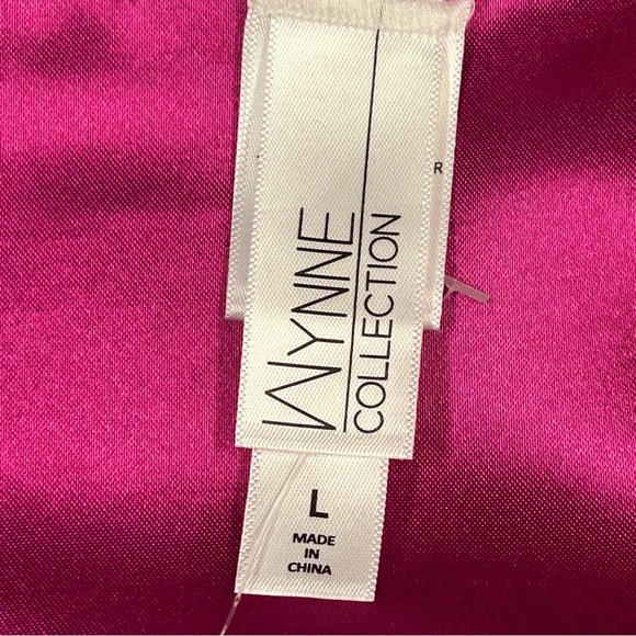 Womens Long Sleeve Wrap Top Size L Tie Bow Satin Metallic Pink Formal Elegant - Picture 5 of 12